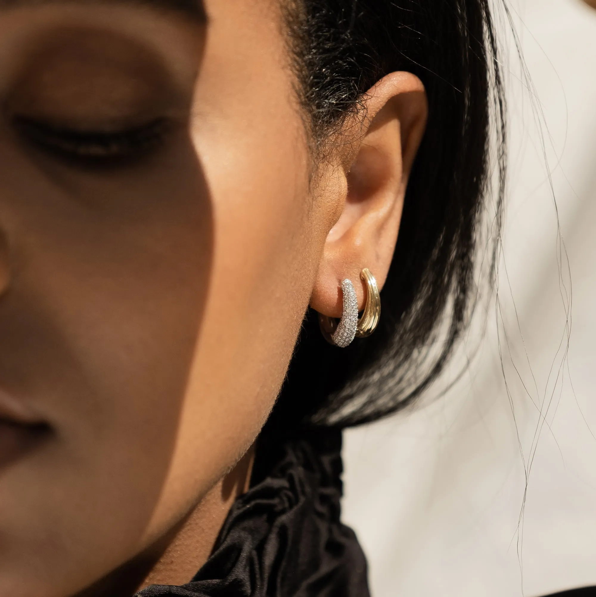 Pavé Demi Hoop Earrings