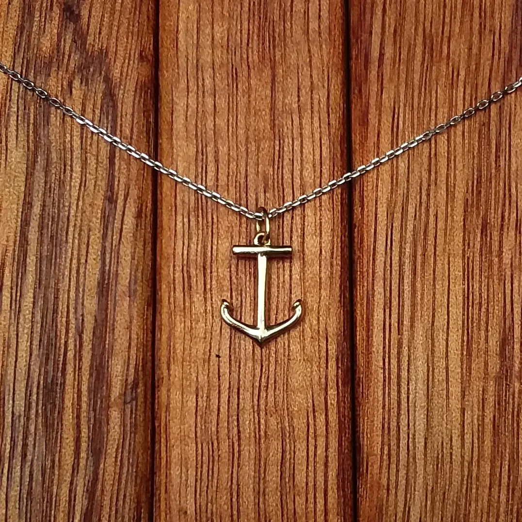Petite 14K Gold Anchor Pendant