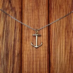 Petite 14K Gold Anchor Pendant