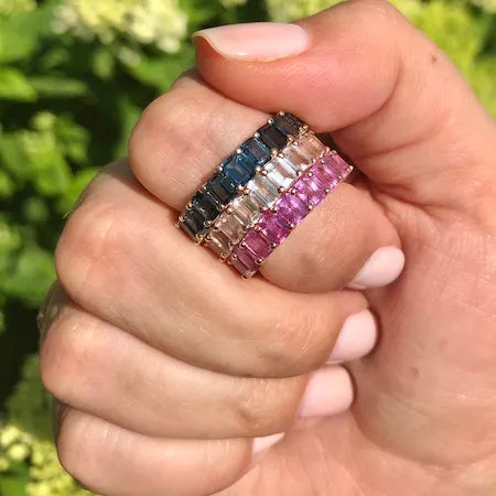 Petite Baguette White Topaz Eternity Band