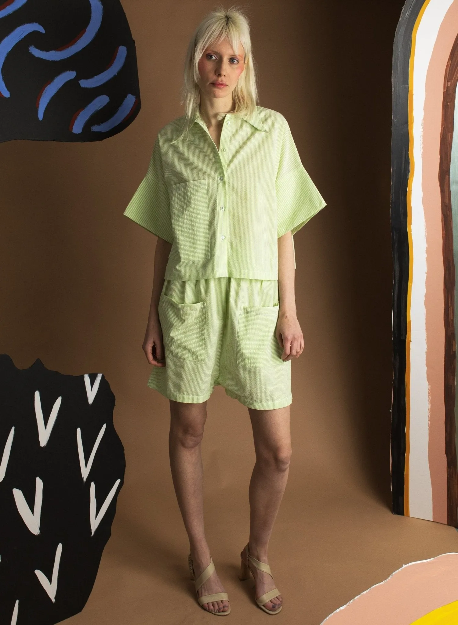 Petite Chemise - Lime Seersucker