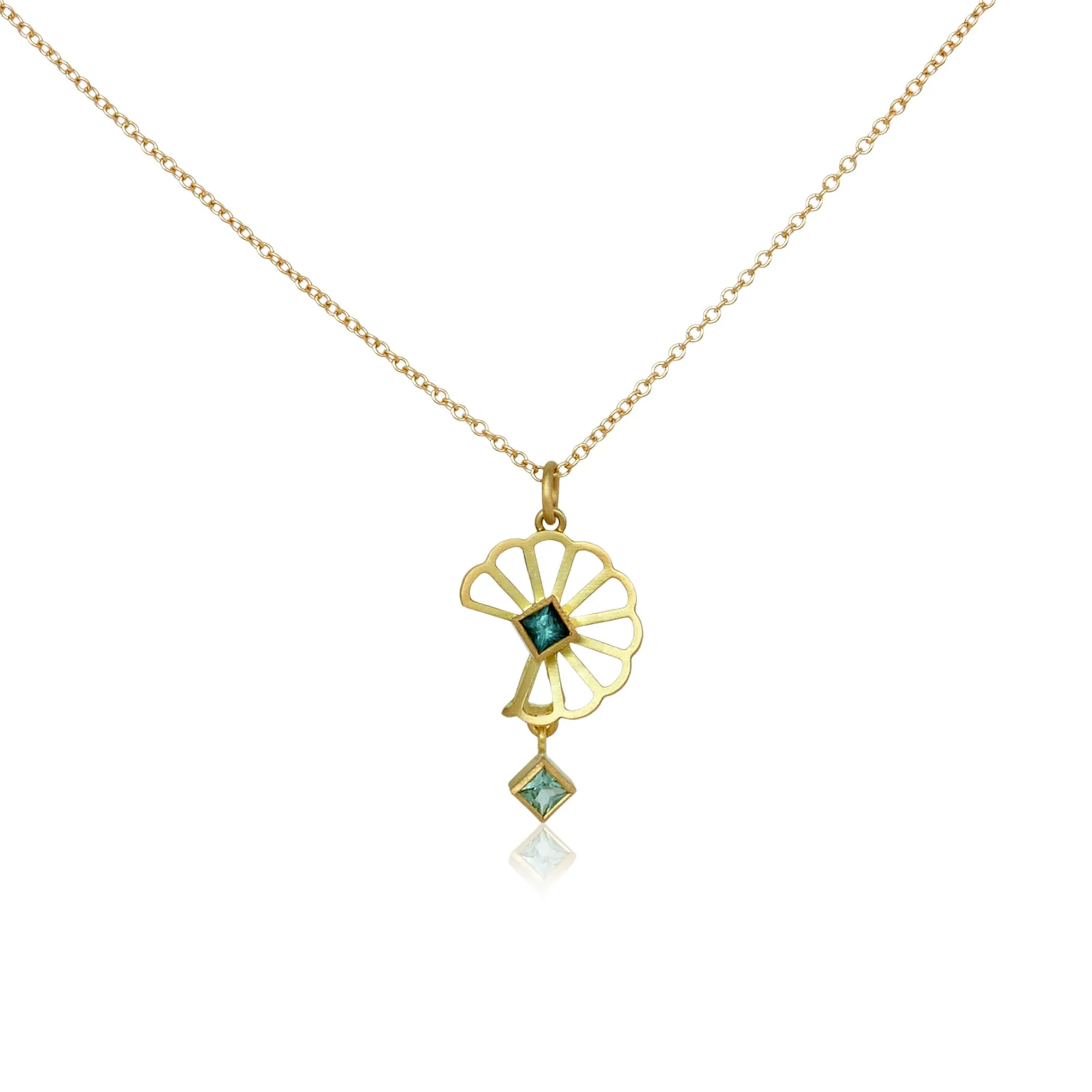 petite cloud fold necklace in 18k gold with tourmalines