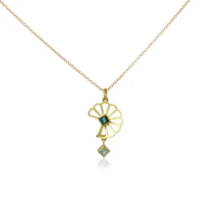 petite cloud fold necklace in 18k gold with tourmalines