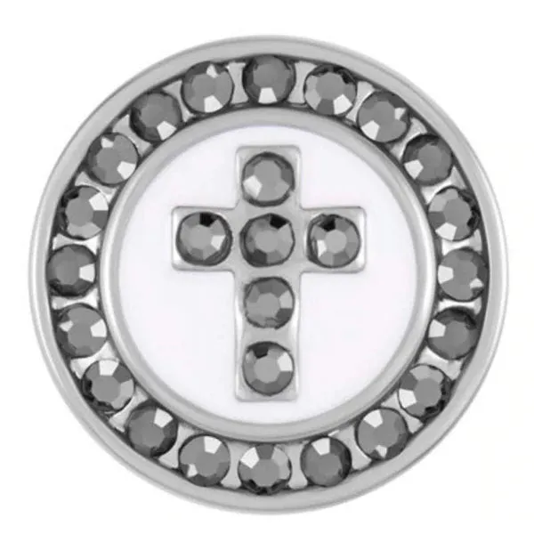 Petite Ginger Snaps White/Hematite Cross Snap
