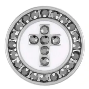 Petite Ginger Snaps White/Hematite Cross Snap