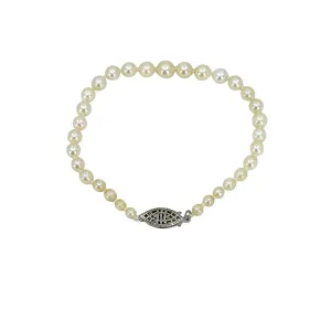 Petite Graduated Vintage Japanese Saltwater Akoya Cultured Pearl Bracelet- Sterling Silver