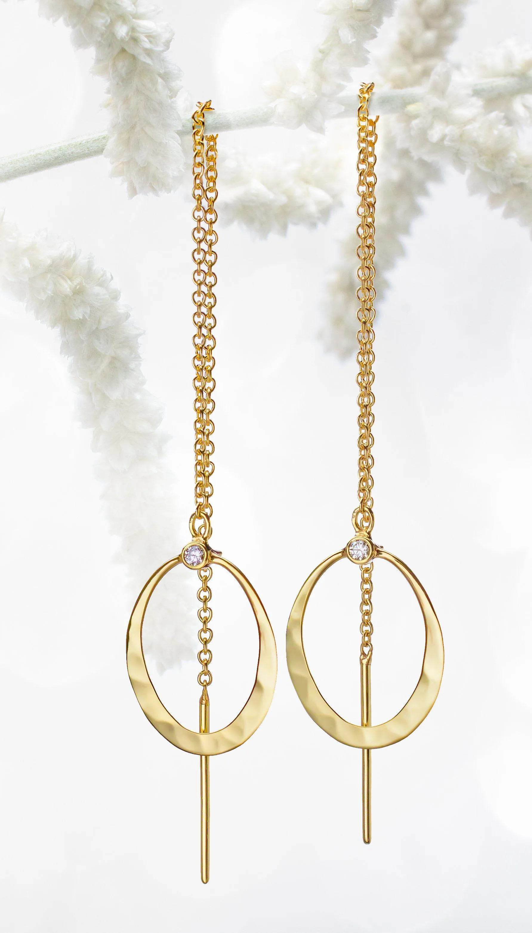 Petite Oval Threader Earrings