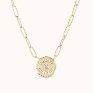 Petite Porte Bonheur Raised Gold White Diamond