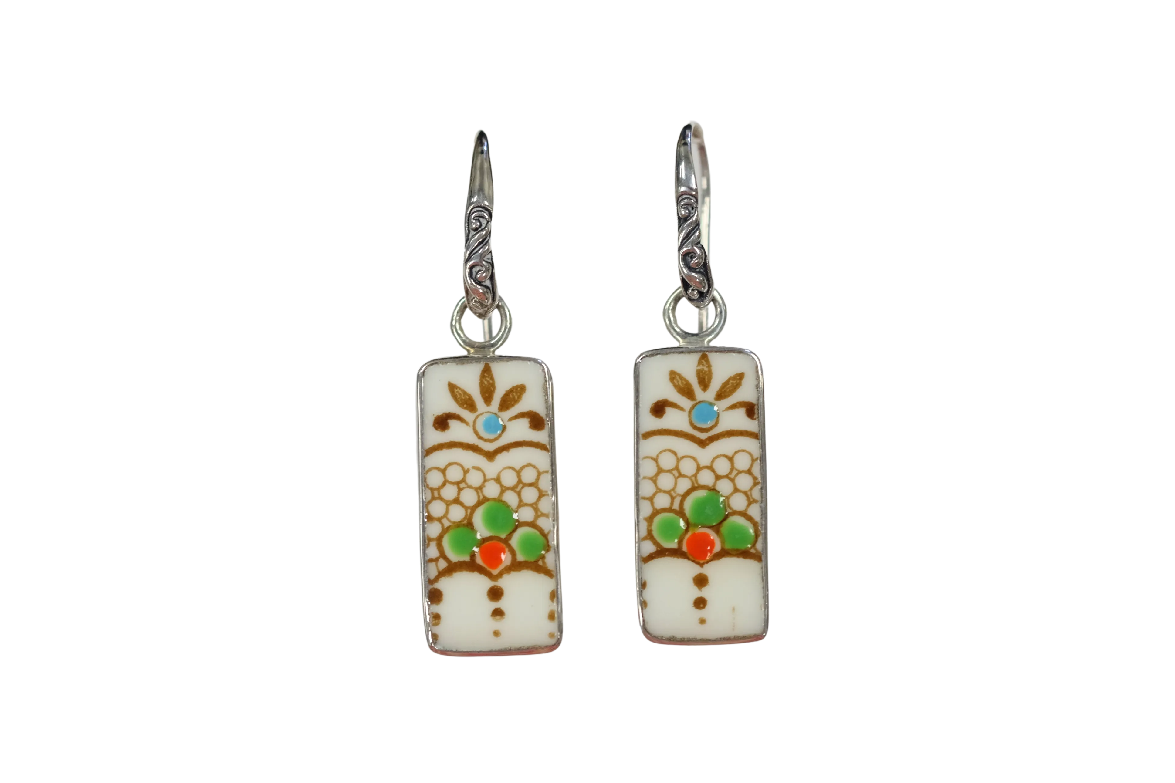 Petite rectangle flora earrings