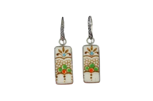 Petite rectangle flora earrings