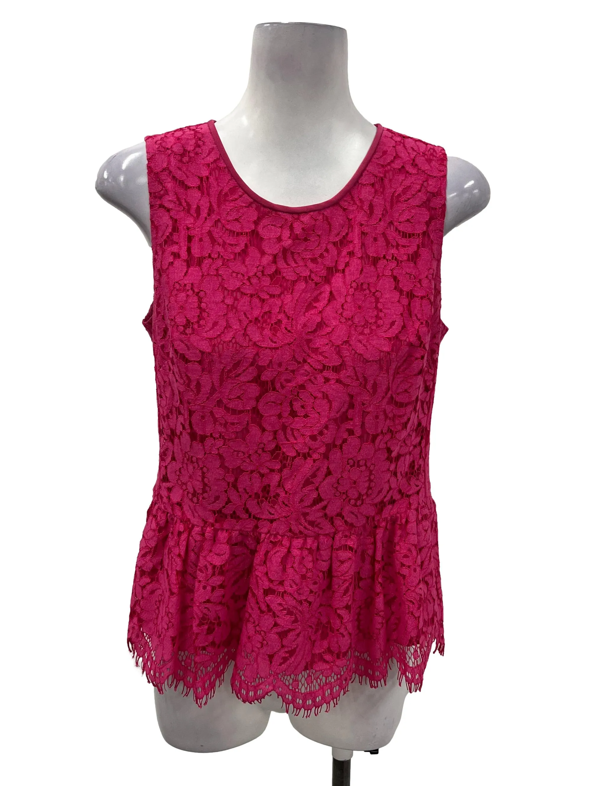 Pink Laced Peplum Top