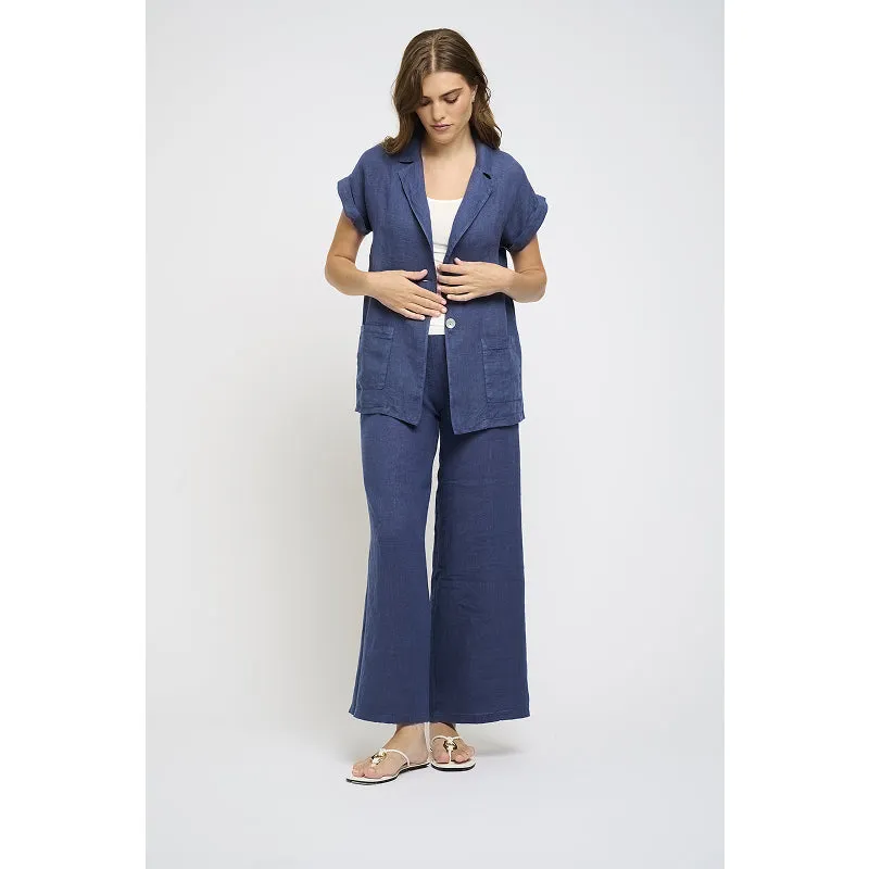 Pistache Short Sleeve Linen Blazer