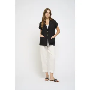 Pistache Short Sleeve Linen Blazer