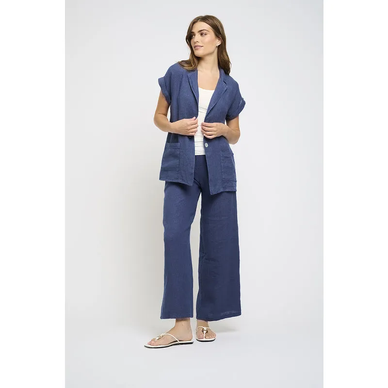 Pistache Short Sleeve Linen Blazer