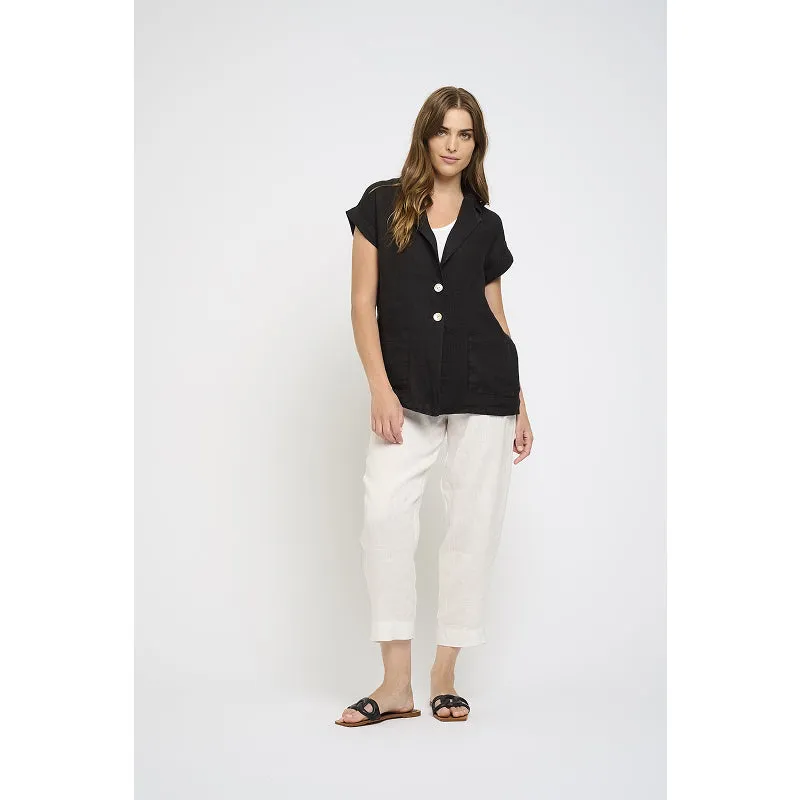 Pistache Short Sleeve Linen Blazer