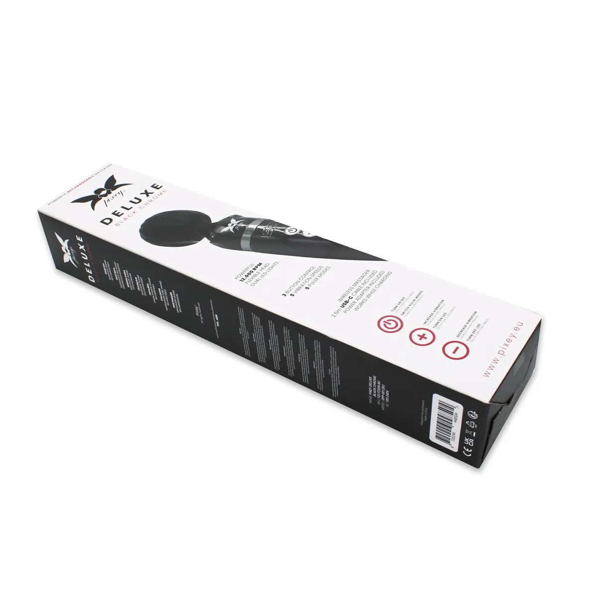 Pixey DeLuxe - Black Chrome Edition - Oplaadbare Wand Vibrator - de krachtigste die er is