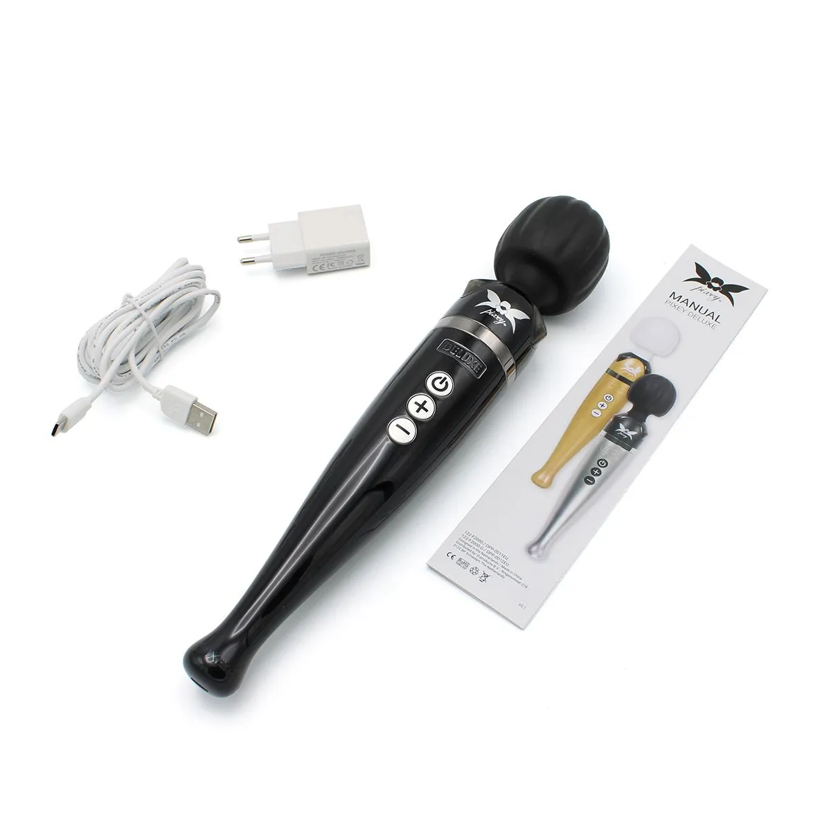 Pixey DeLuxe - Black Chrome Edition - Oplaadbare Wand Vibrator - de krachtigste die er is