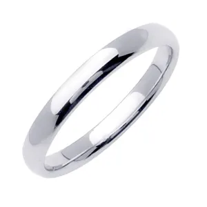 Plain Dome 18K White Gold 3MM Traditional Design Ring Band