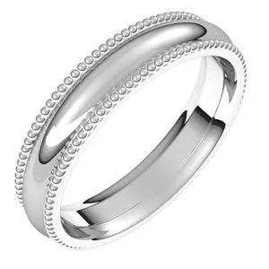 Platinum 4 mm Beaded Comfort-Fit Band Size 9