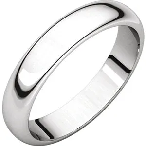 Platinum 4 mm Half Round Band Size 9.5