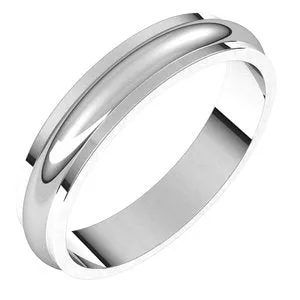 Platinum 4 mm Half Round Edge Band Size 7.5
