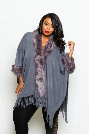Plus Size Sleek Faux Fur Winter Kimono