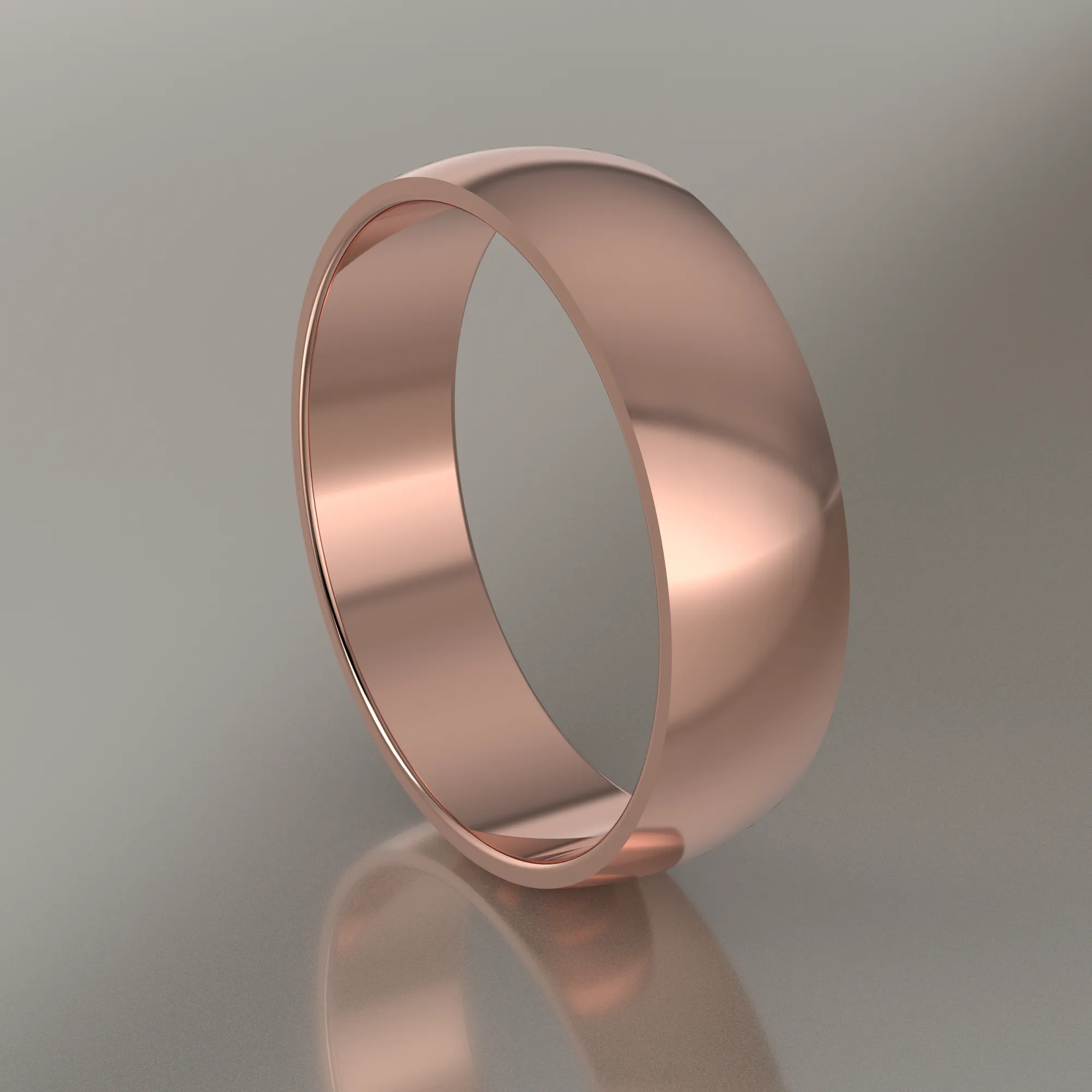 Polished Rose Gold 6mm Domed Wedding Band