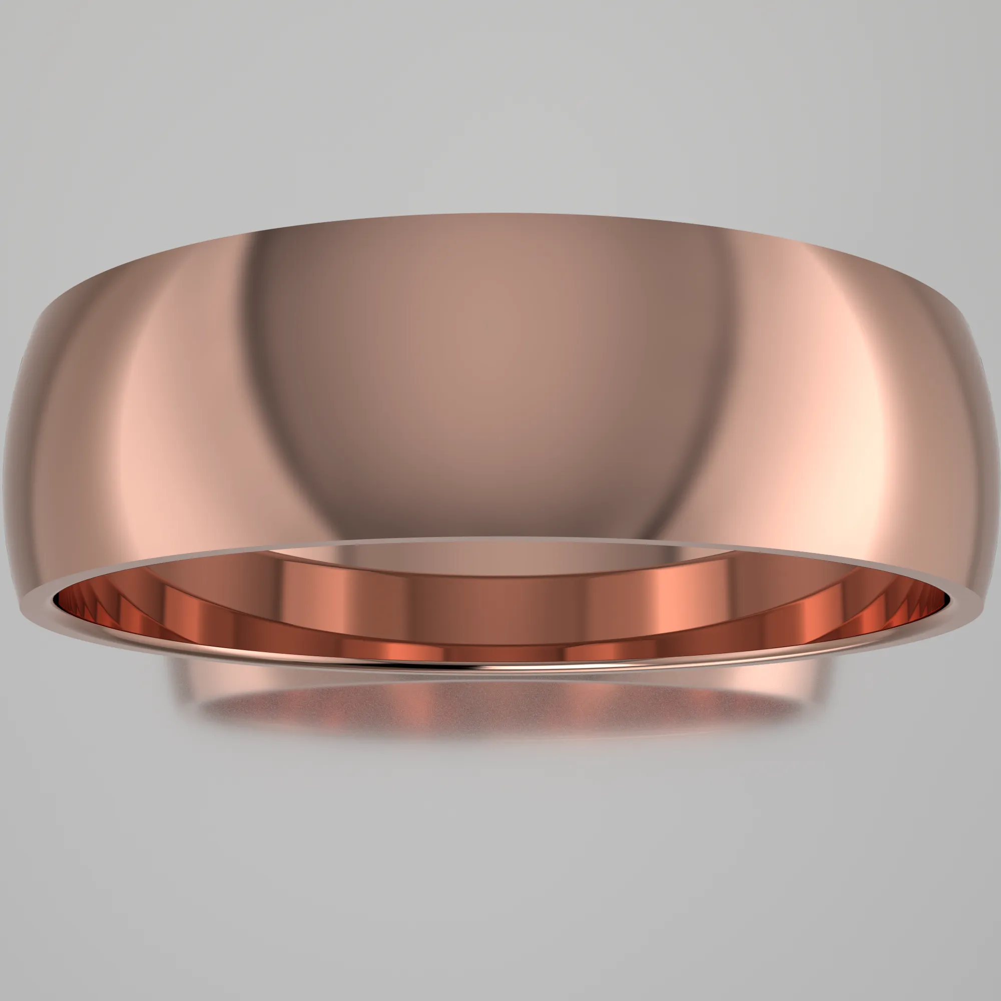 Polished Rose Gold 6mm Domed Wedding Band