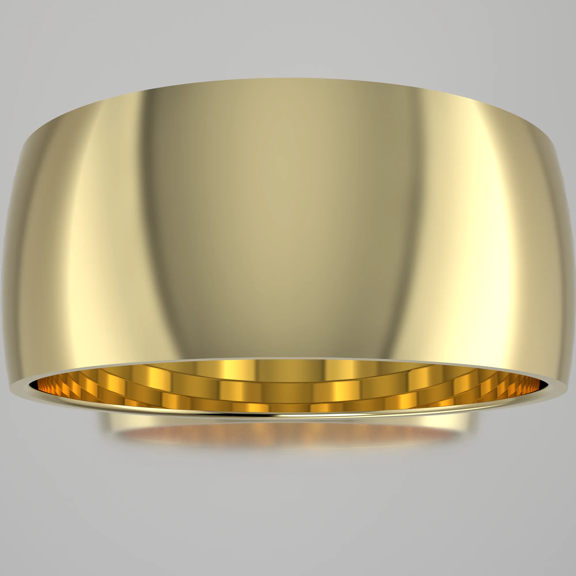Polished Yellow Gold 9mm Domed Wedding Band