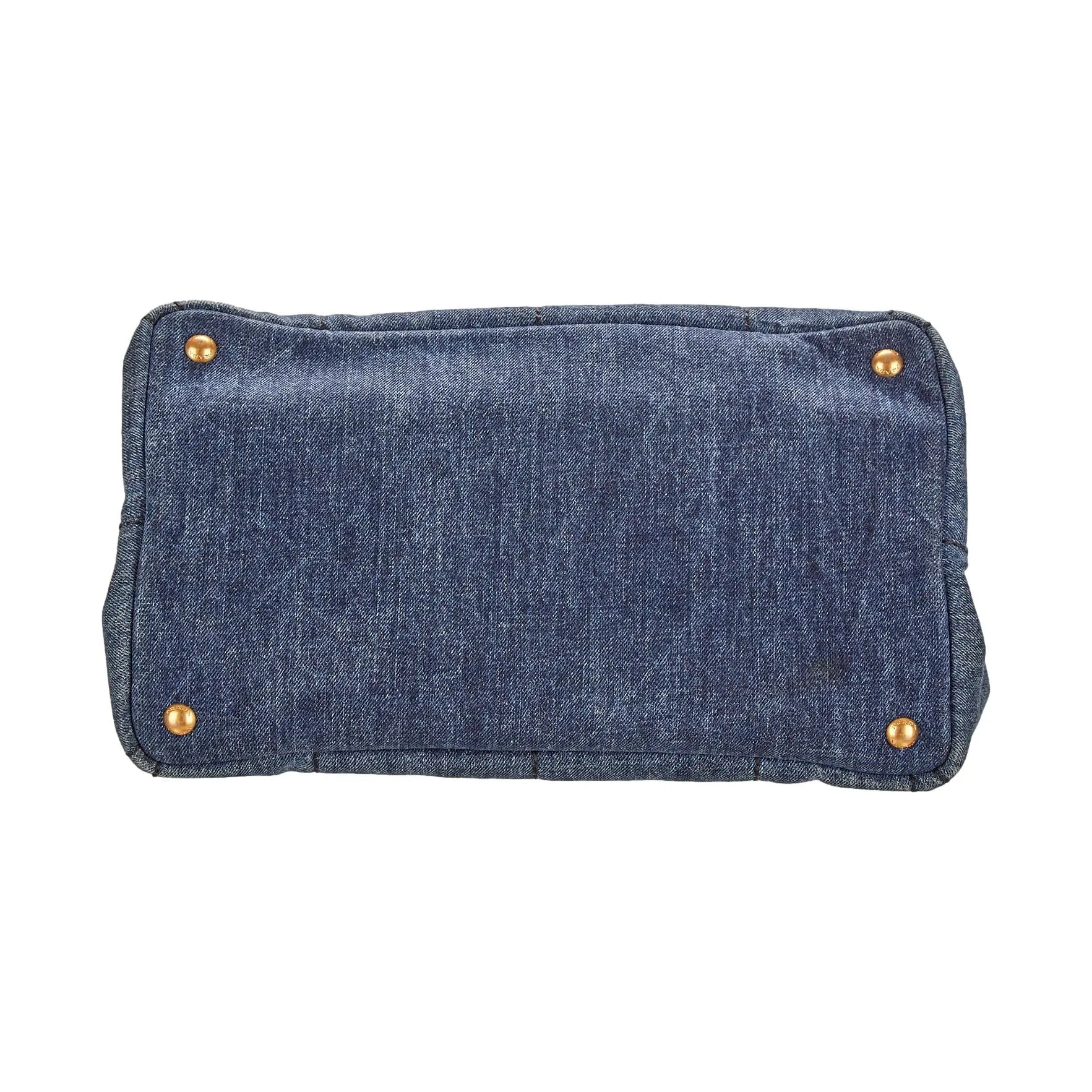 Prada Denim Jumbo Logo Canapa Tote