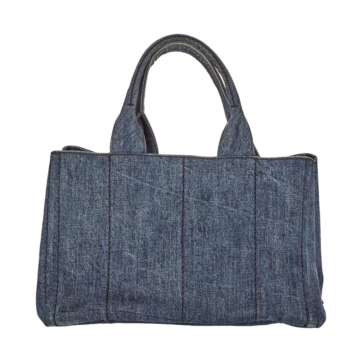 Prada Denim Jumbo Logo Canapa Tote