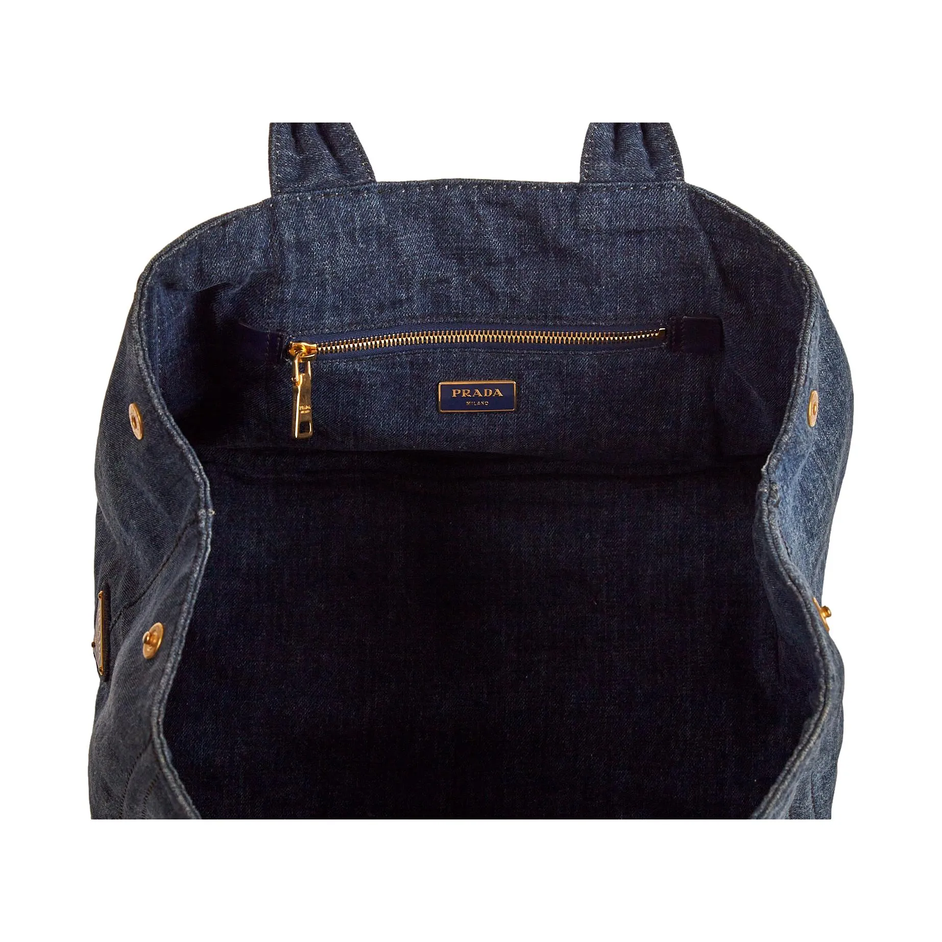 Prada Denim Jumbo Logo Canapa Tote