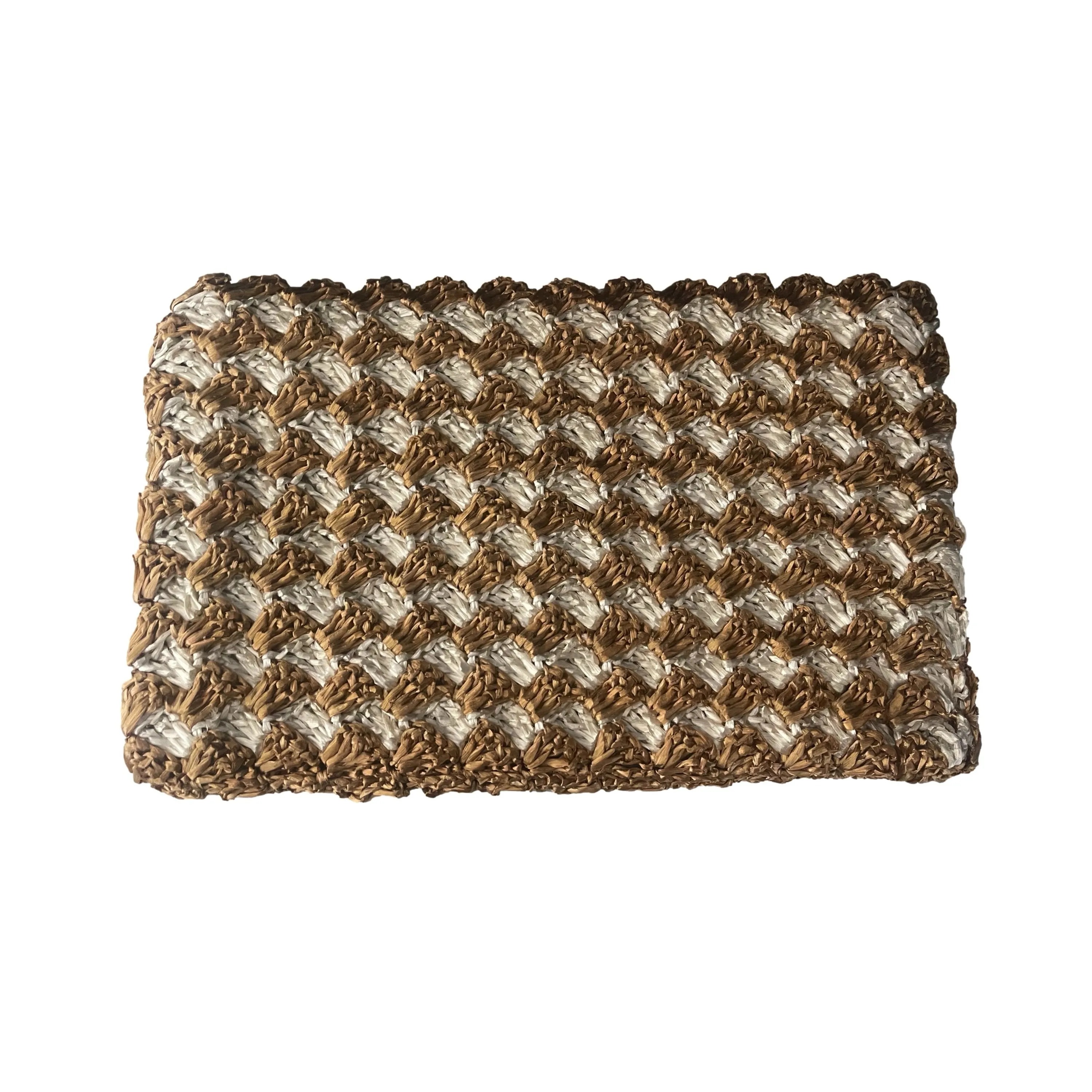 Prada Gold Raffia Woven Clutch