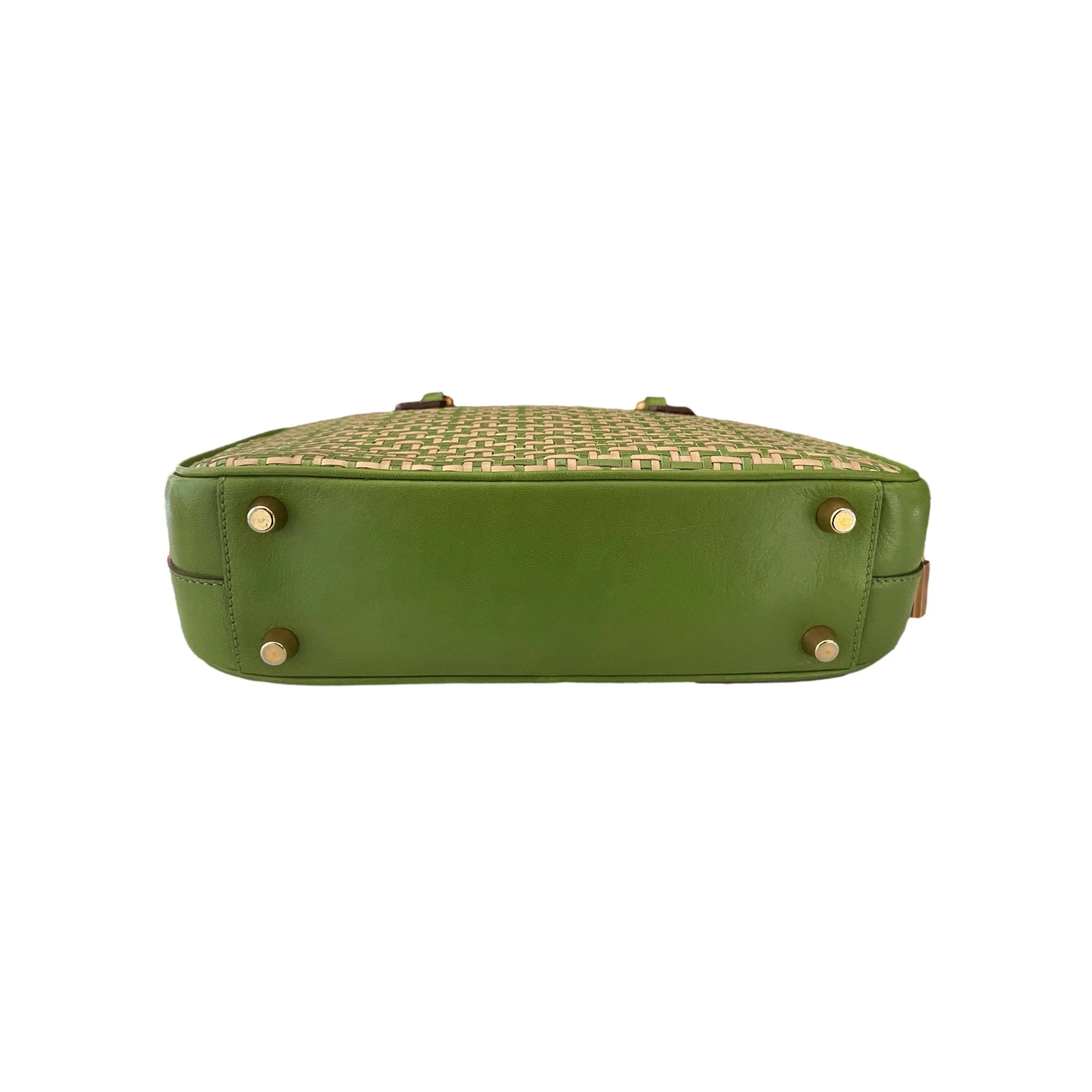 Prada Green Woven Mini Top Handle
