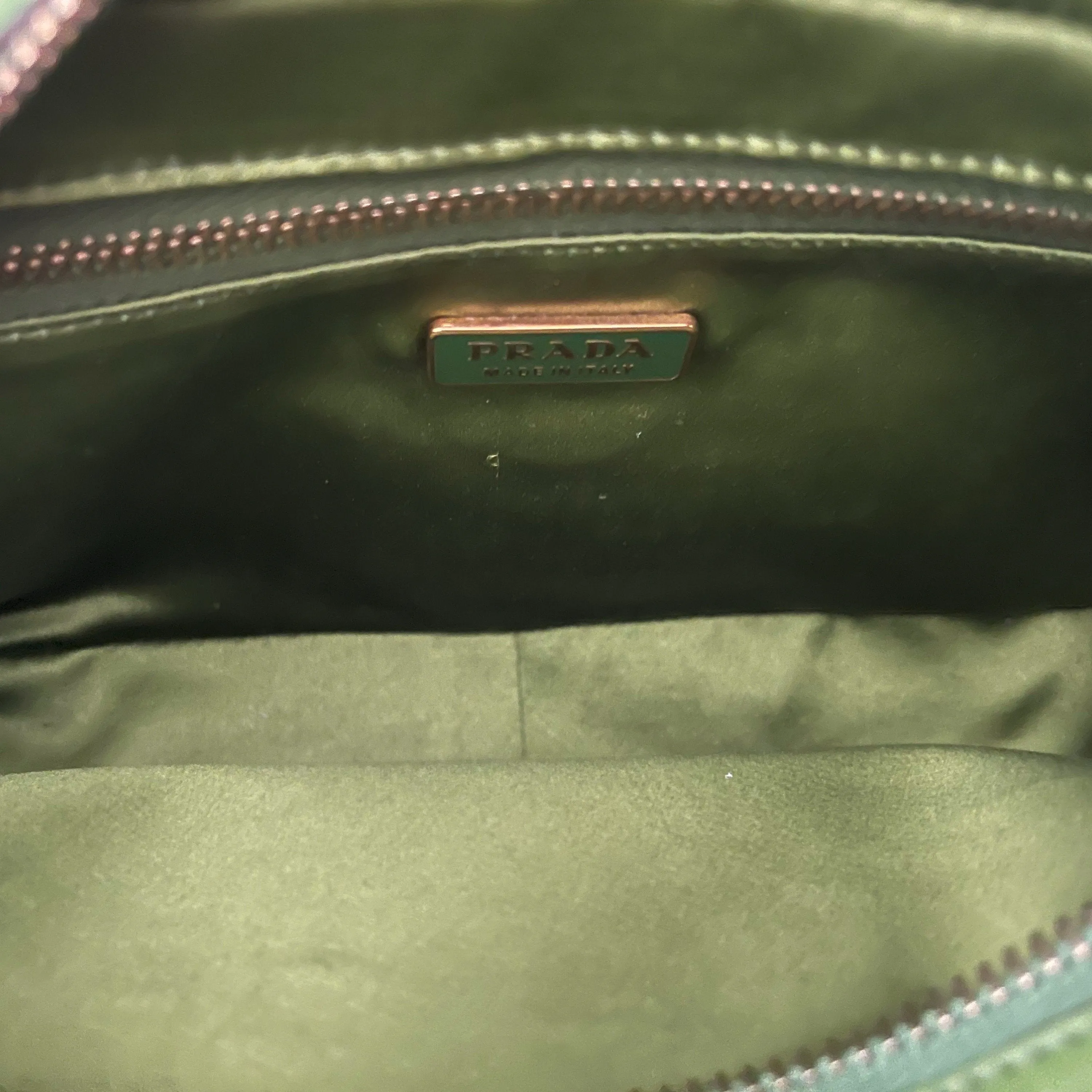 Prada Green Woven Mini Top Handle