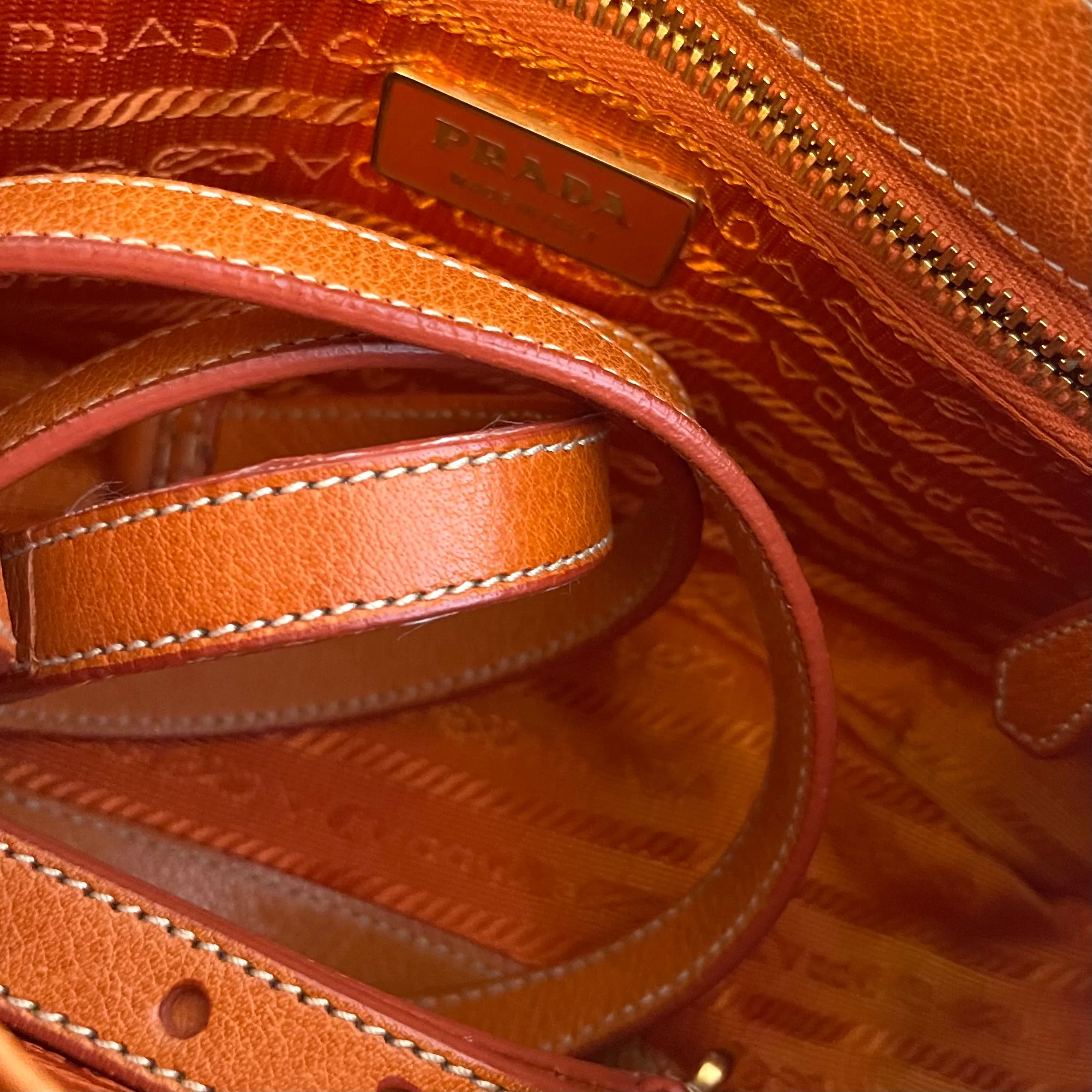 Prada Orange Nylon Shoulder Bag