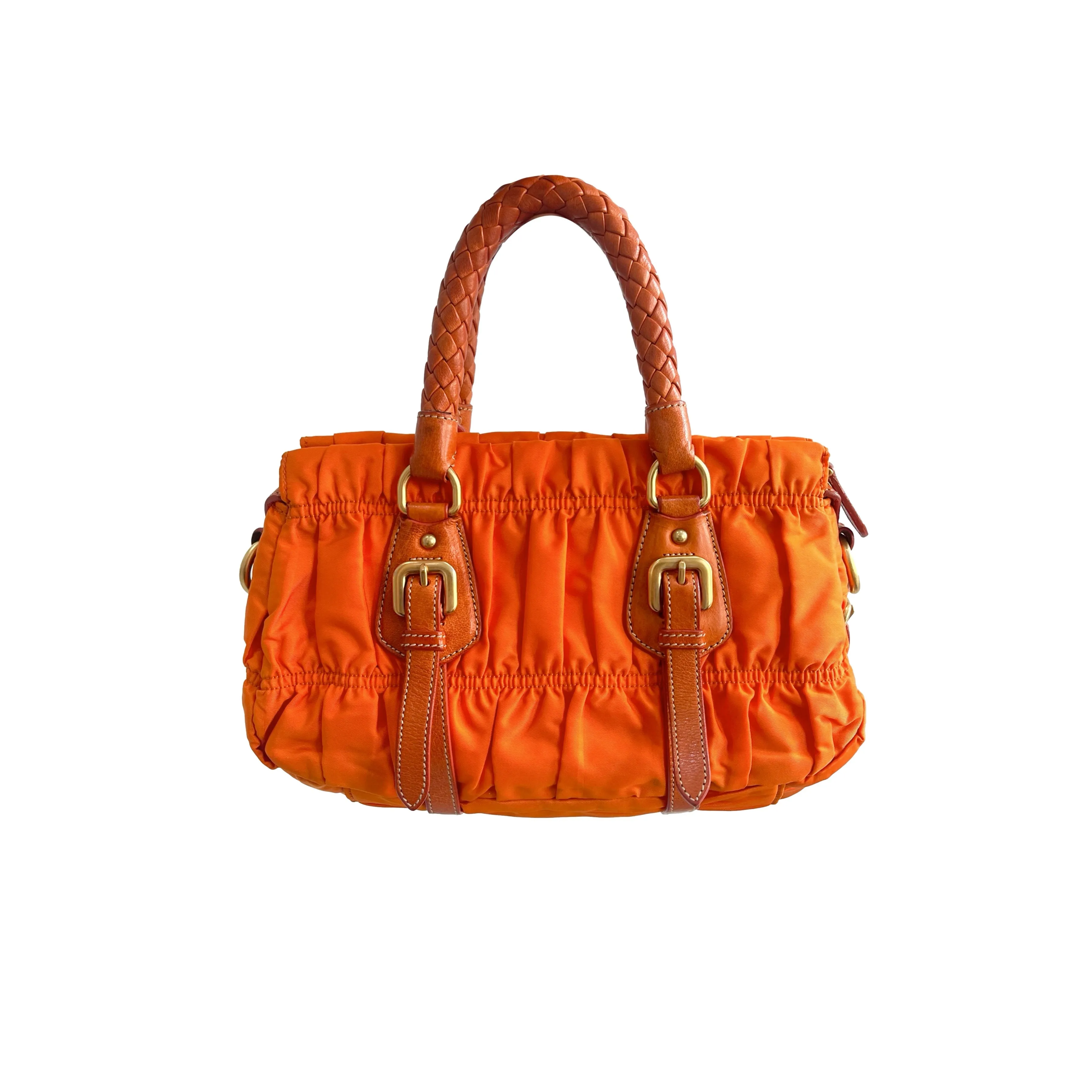 Prada Orange Nylon Shoulder Bag