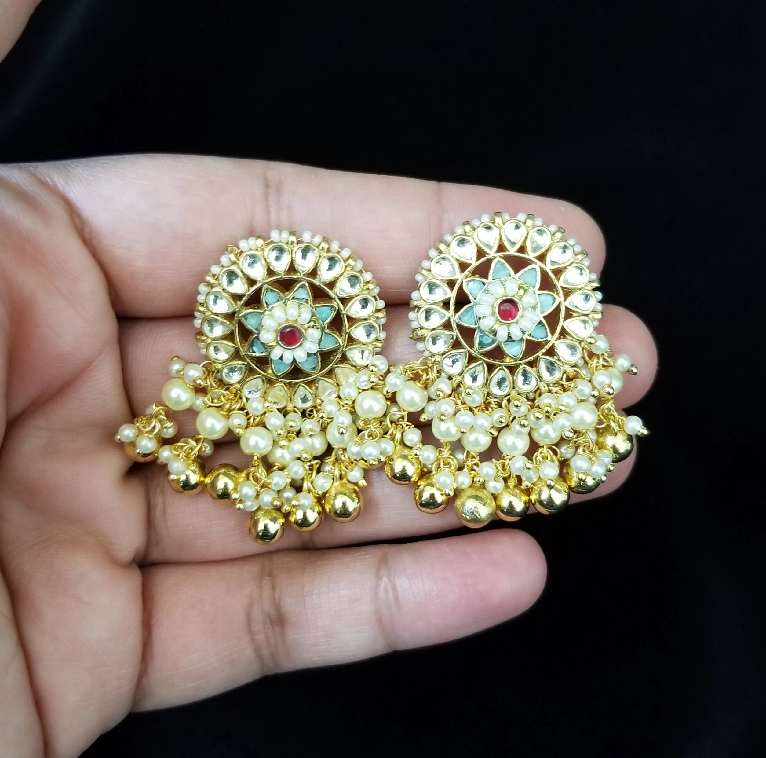Premium Pearl Choker Kundan Set
