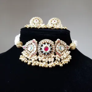 Premium Pearl Choker Kundan Set
