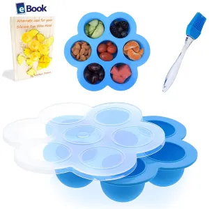 PREMIUM Silicone Egg Bites Molds - BEST Bundle - Fits Instant Pot Pressure Cooker 5, 6 Qt & 8 Quart - BONUS Accessories - Pastry Brush   eBook - Sous Vide Eggs Poacher - Freezer Tray - For Instapot