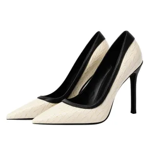 Printed Leather Pointy Heels For Small Feet GS371
