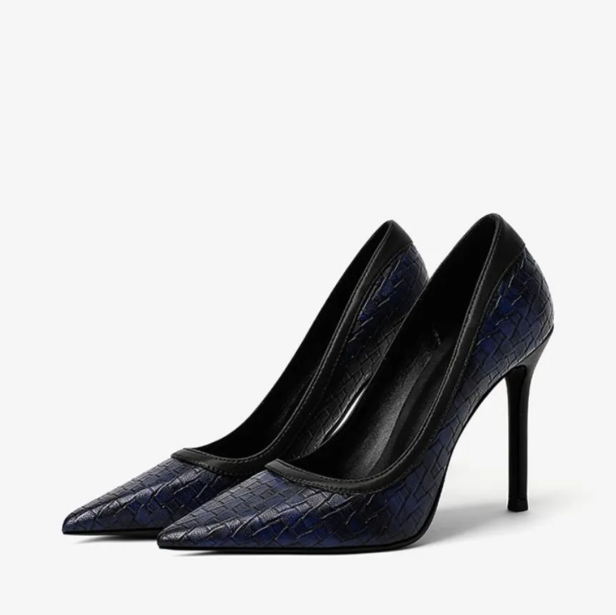 Printed Leather Pointy Heels For Small Feet GS371