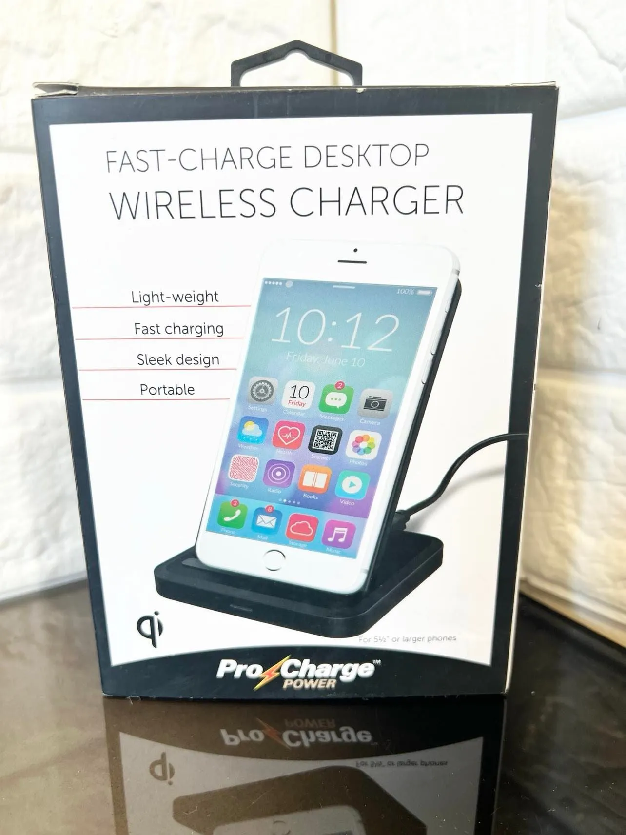 Pro Charge Power Fast-Charge Desktop Wireless Charger! For 5 1/2" or larger phones