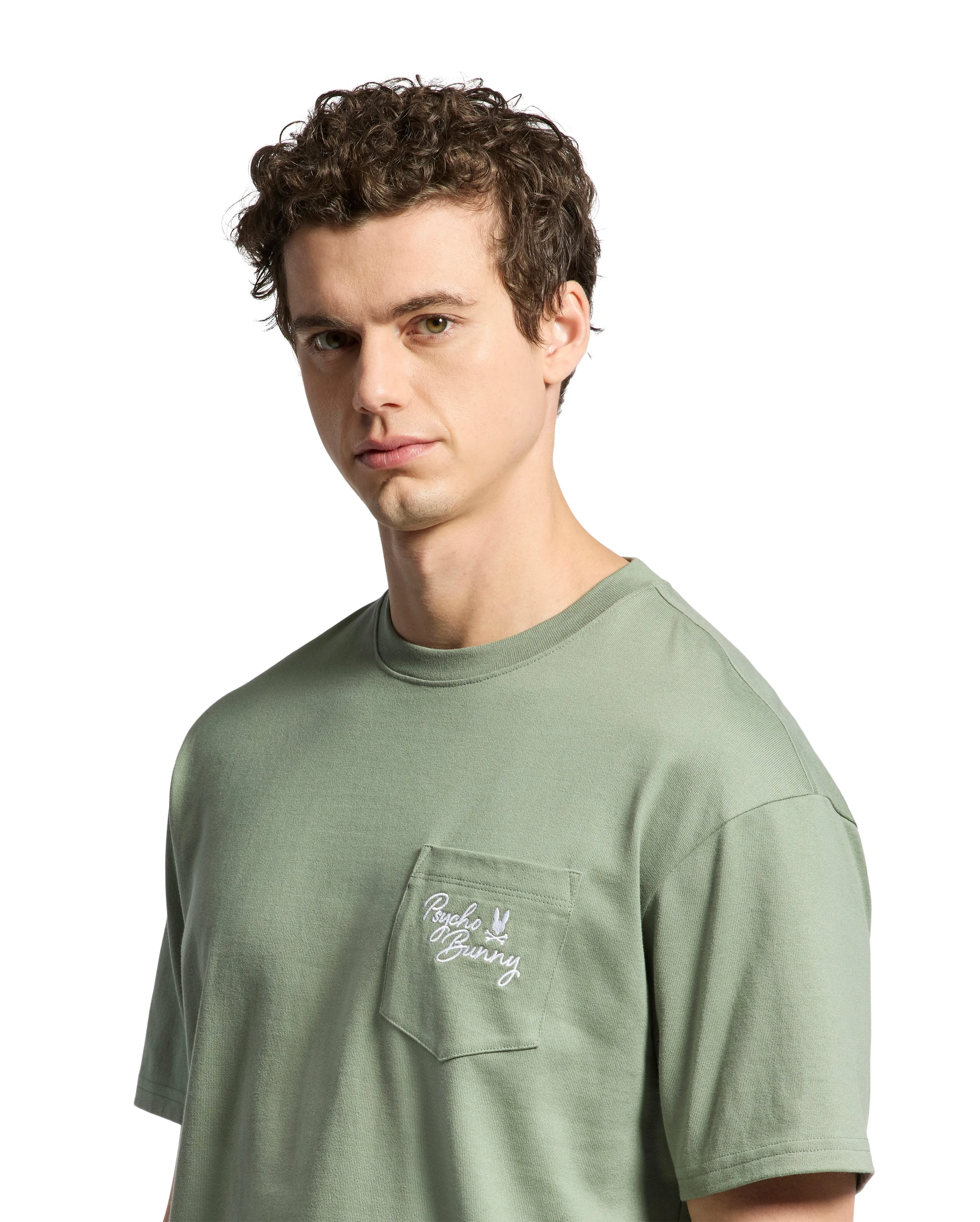 Psycho Bunny Men's Desert Relaxed Fit Pocket Tee - Sea Spray