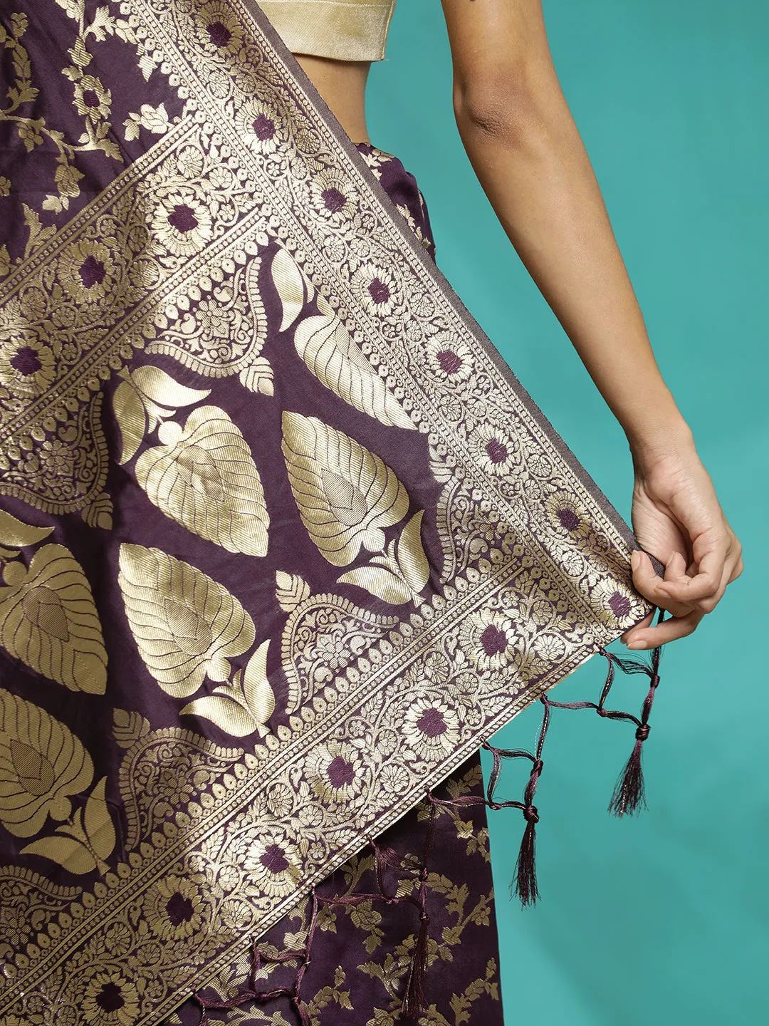 Purple Zari Woven Design Banarasi Saree