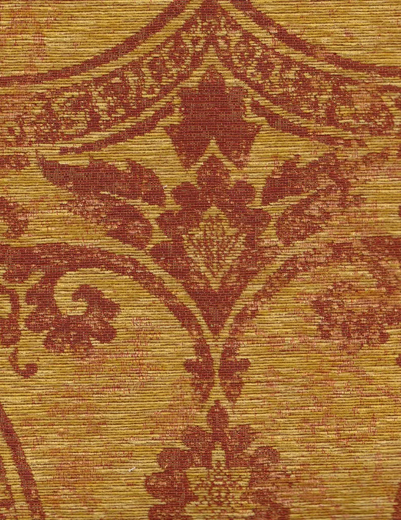 Quadrille Woven Fabric: Bergerac - Ecru on Terracotta