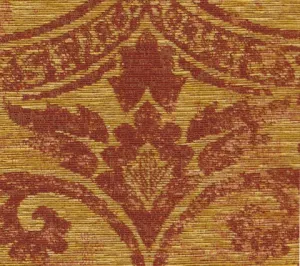Quadrille Woven Fabric: Bergerac - Ecru on Terracotta