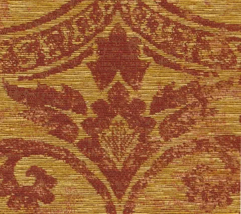 Quadrille Woven Fabric: Bergerac - Ecru on Terracotta