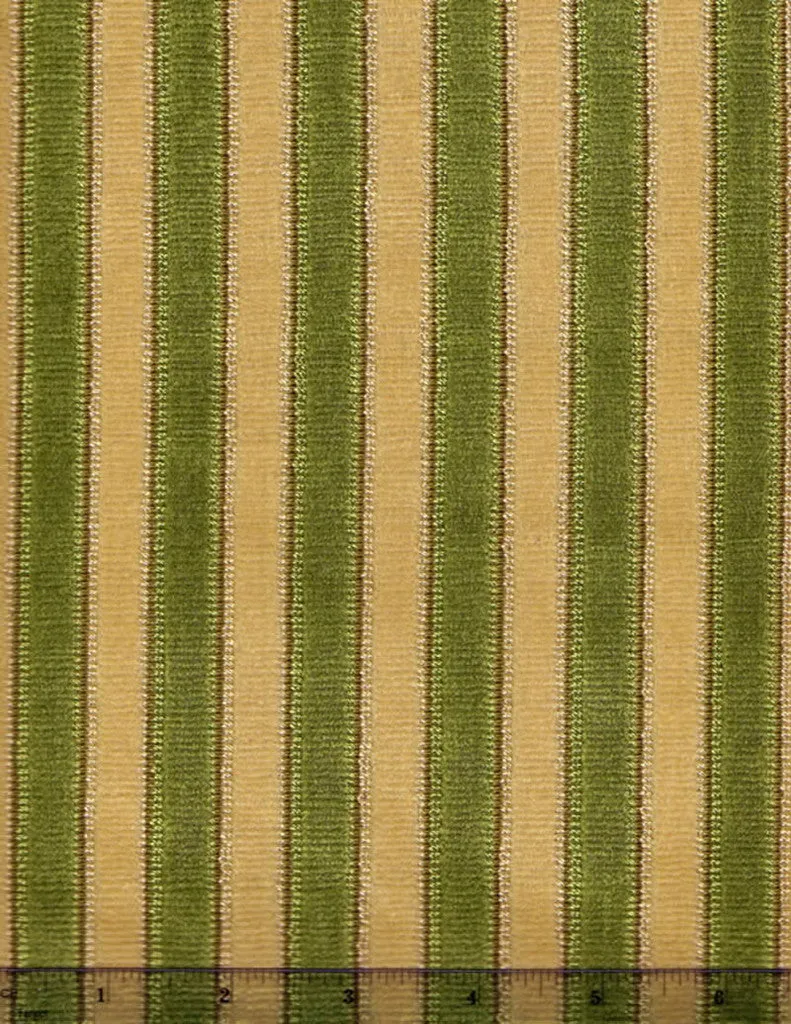 Quadrille Woven Fabric: Wallis Stripe - Vert / Creme