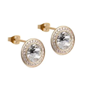 Qudo Tondo Deluxe Gold Earrings - Crystal